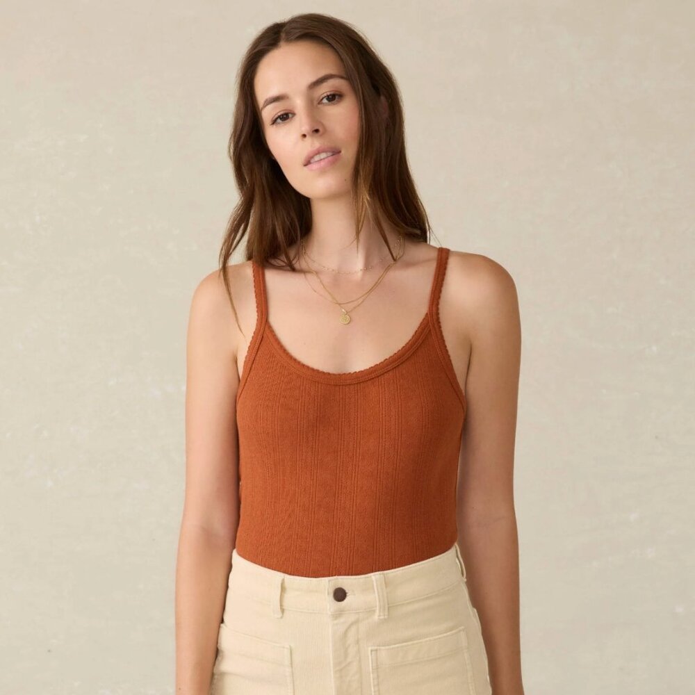 Faherty Brand Pacific Pointelle Tank in Gingerbread